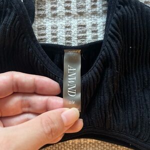 Black Ribbed Cropped Top Bra by ANWND